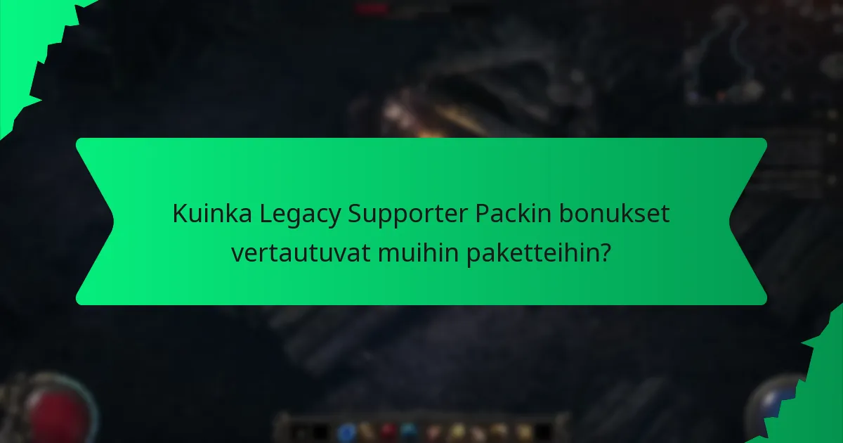 Mitkä värit liittyvät Legacy Supporter Packin bonuksiin?